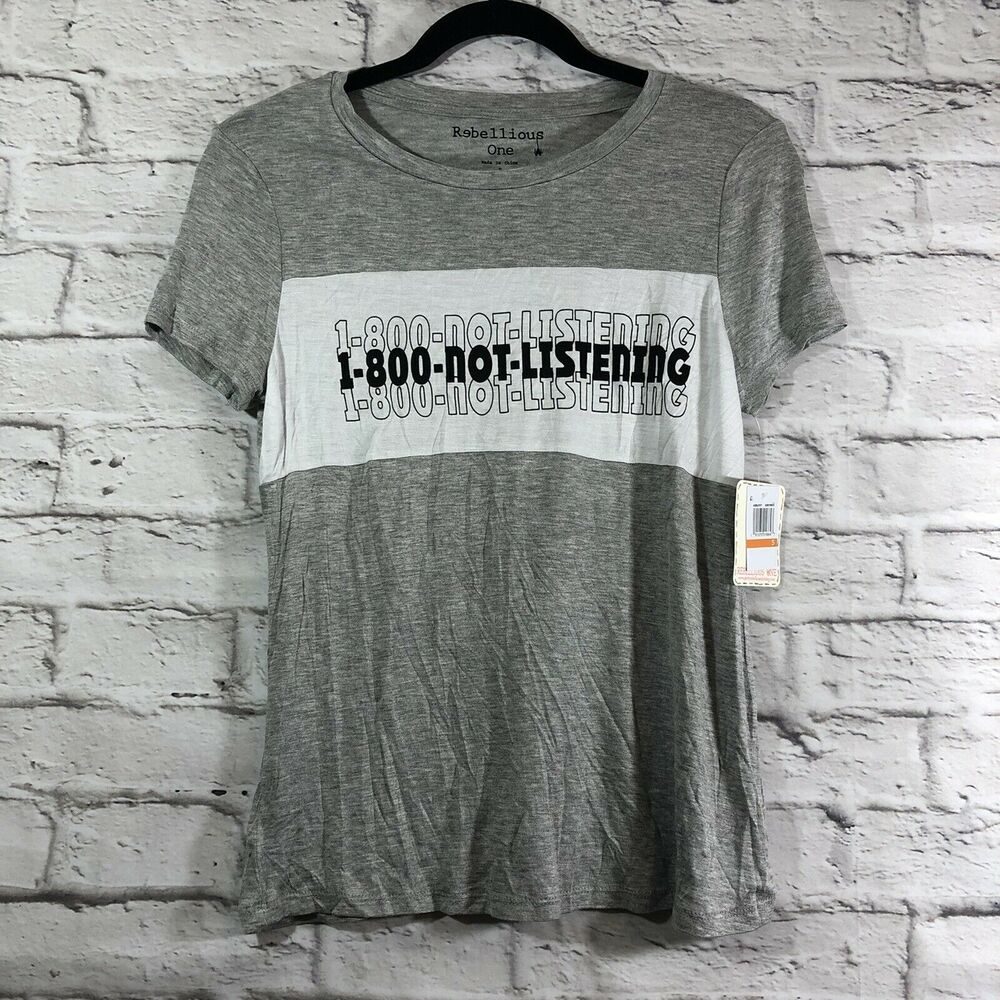 Rebellious One Womens 1 800 Not Listening Graphic T Shirt Juniors Size Small